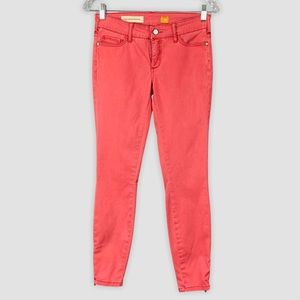 Anthropologie Pilcro Womens Petite Serif Fit Zip Ankle Skinny Jeans Coral sz 25P